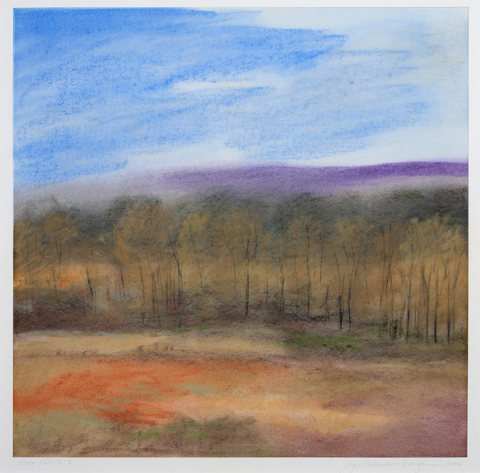 Janet Richardson-Baughman Landscape Art - "Wolf Lake I-5, " Pastel Landscape signed by Jan Richardson-Baughman