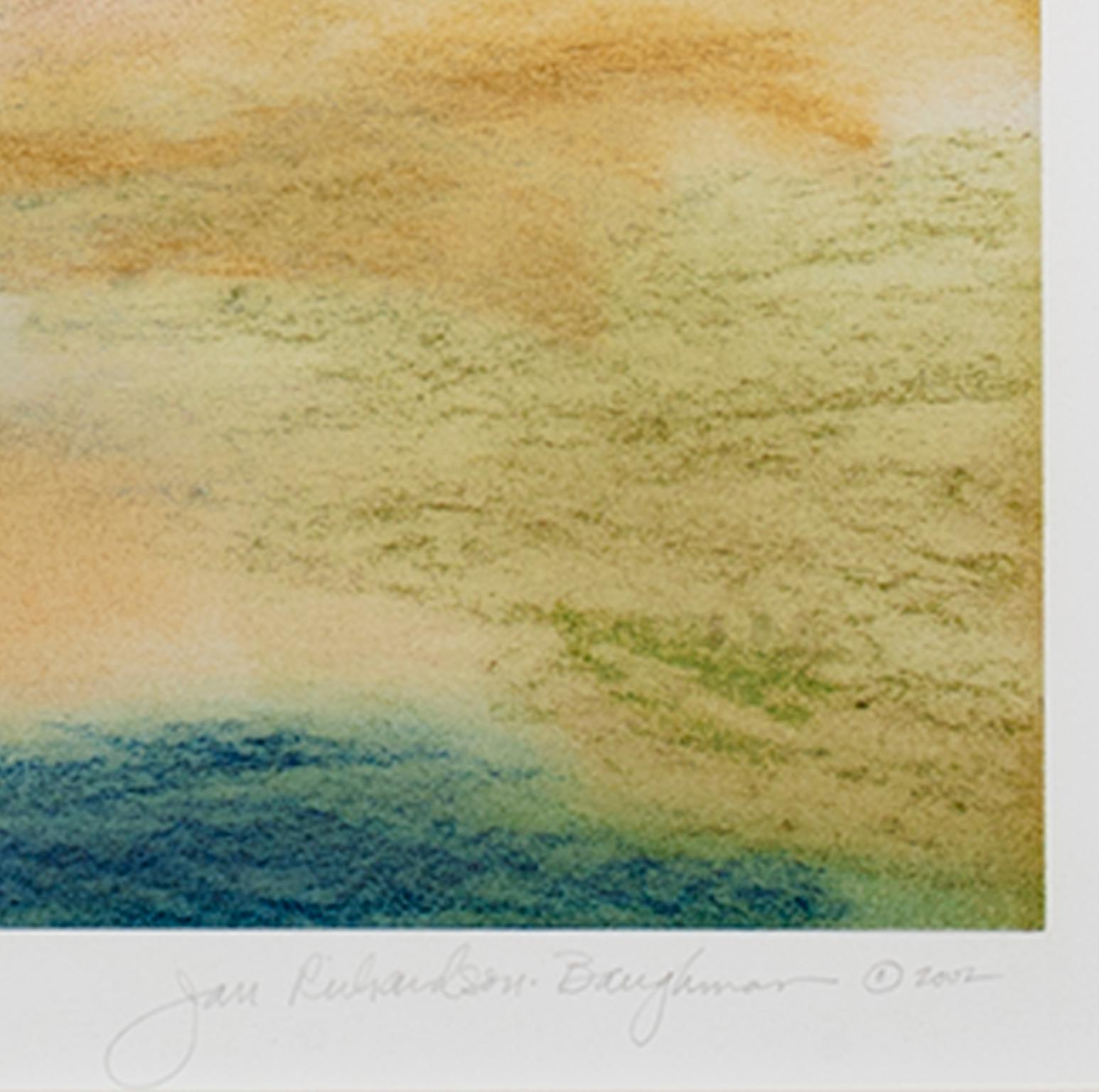 „Wolf Lake A-11“, pastellfarbene Landschaft, signiert von Jan Richardson-Baughman – Art von Janet Richardson-Baughman