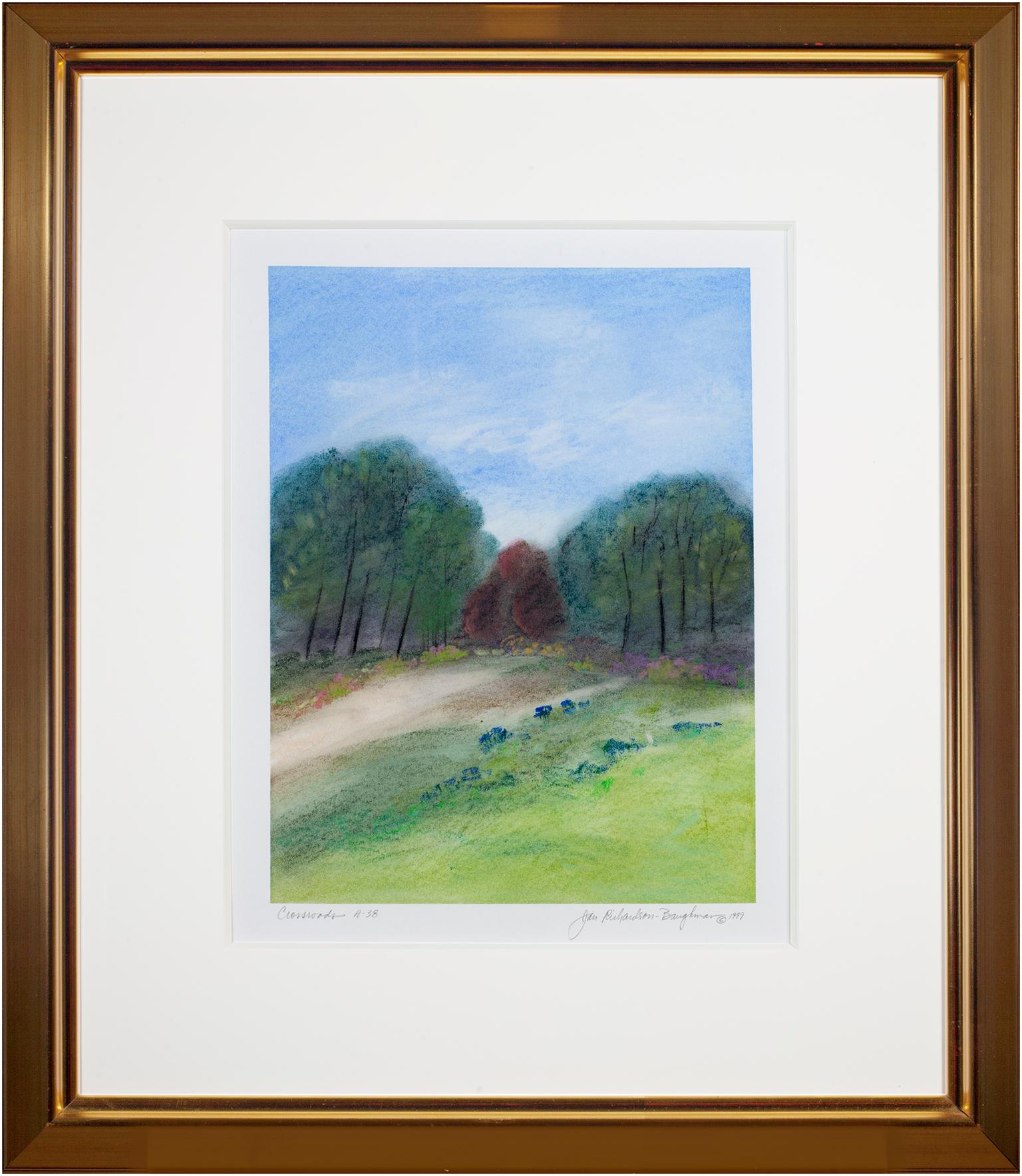 „Crossroads A-38“, Pastelllandschaft, signiert von Jan Richardson-Baughman im Angebot 1