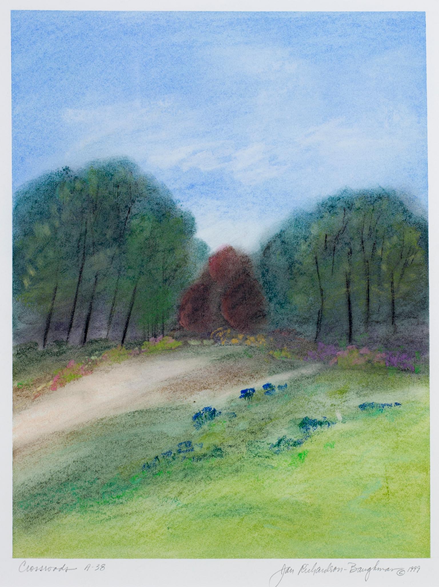 Janet Richardson-Baughman Landscape Art - "Crossroads A-38, " Pastel Landscape signed by Jan Richardson-Baughman