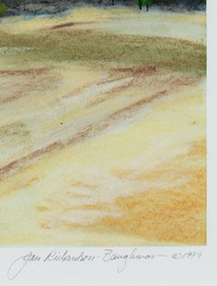 Hazy Pastel Landscape, signiert von Jan Richardson-Baughman, „Crossroads A-73“