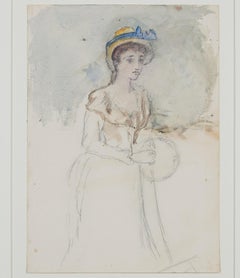 "Portrait of Young Woman with Bonnet, " Watercolor by Hannah de Rothschild