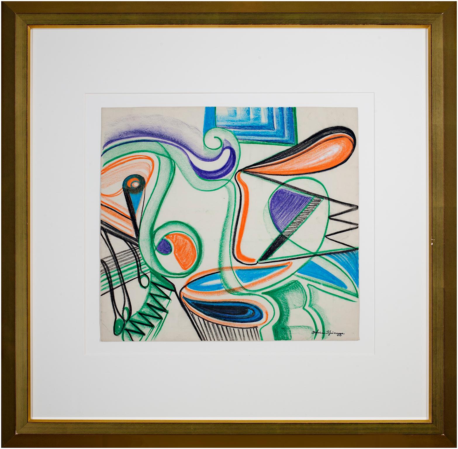 « Art Déco Interior Abstraction », Crayon original signé par Sylvia Spicuzza en vente 5