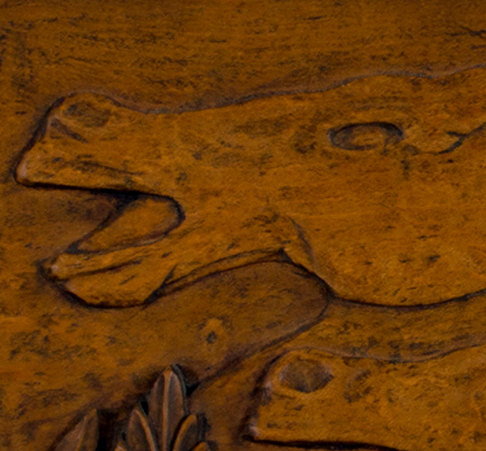 „“ geschnitzter Pferdekopf“, Basrelief-Mahagoni-Wandskulptur von Marshall Shields im Angebot 2
