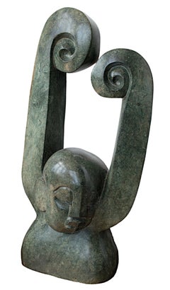 "Boxer, " Original Contemporary African Opal Sculpture by Lawrence Sandaramu