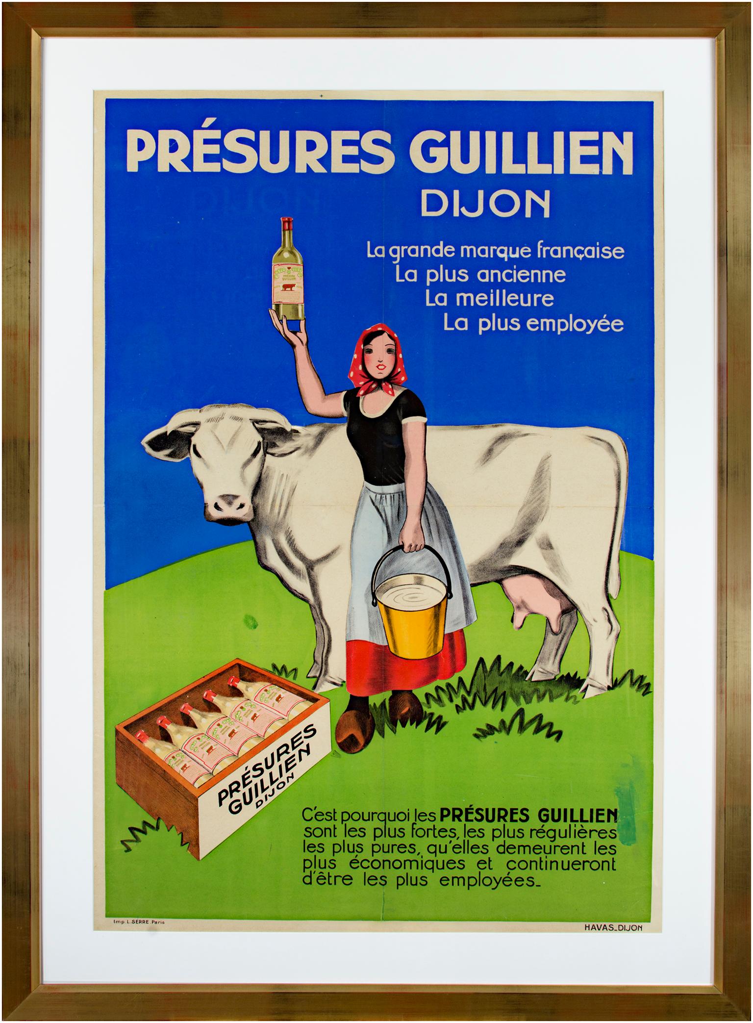 «sure Guillien, Dijon Cow », affiche de lithographie originale en couleur de L. Serre en vente 6