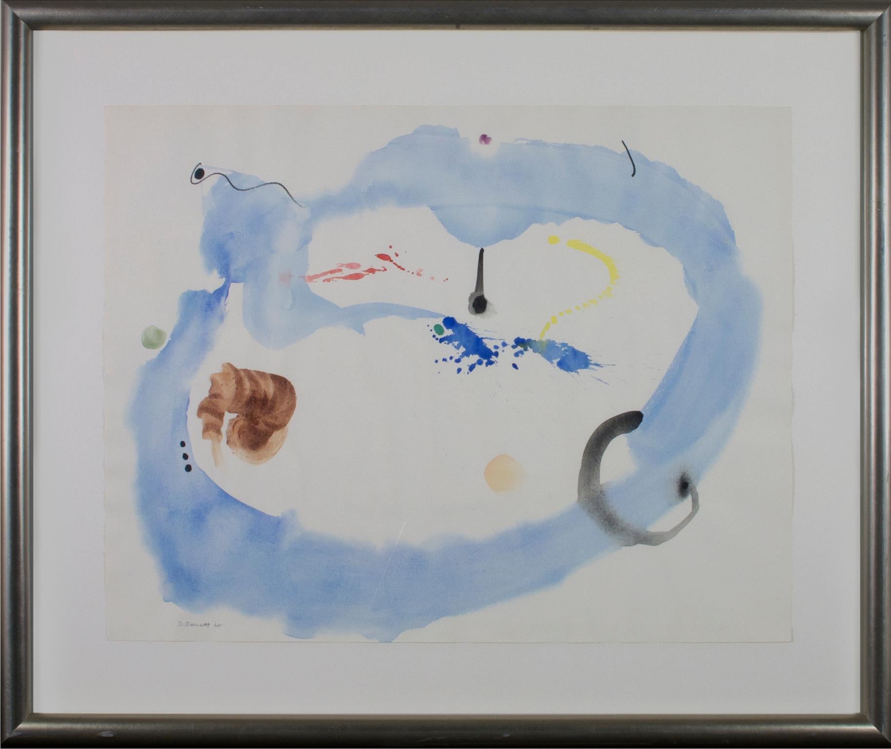 „Konstellation mit blauer Wolke“, Original-Aquarell, signiert von David Barnett im Angebot 5