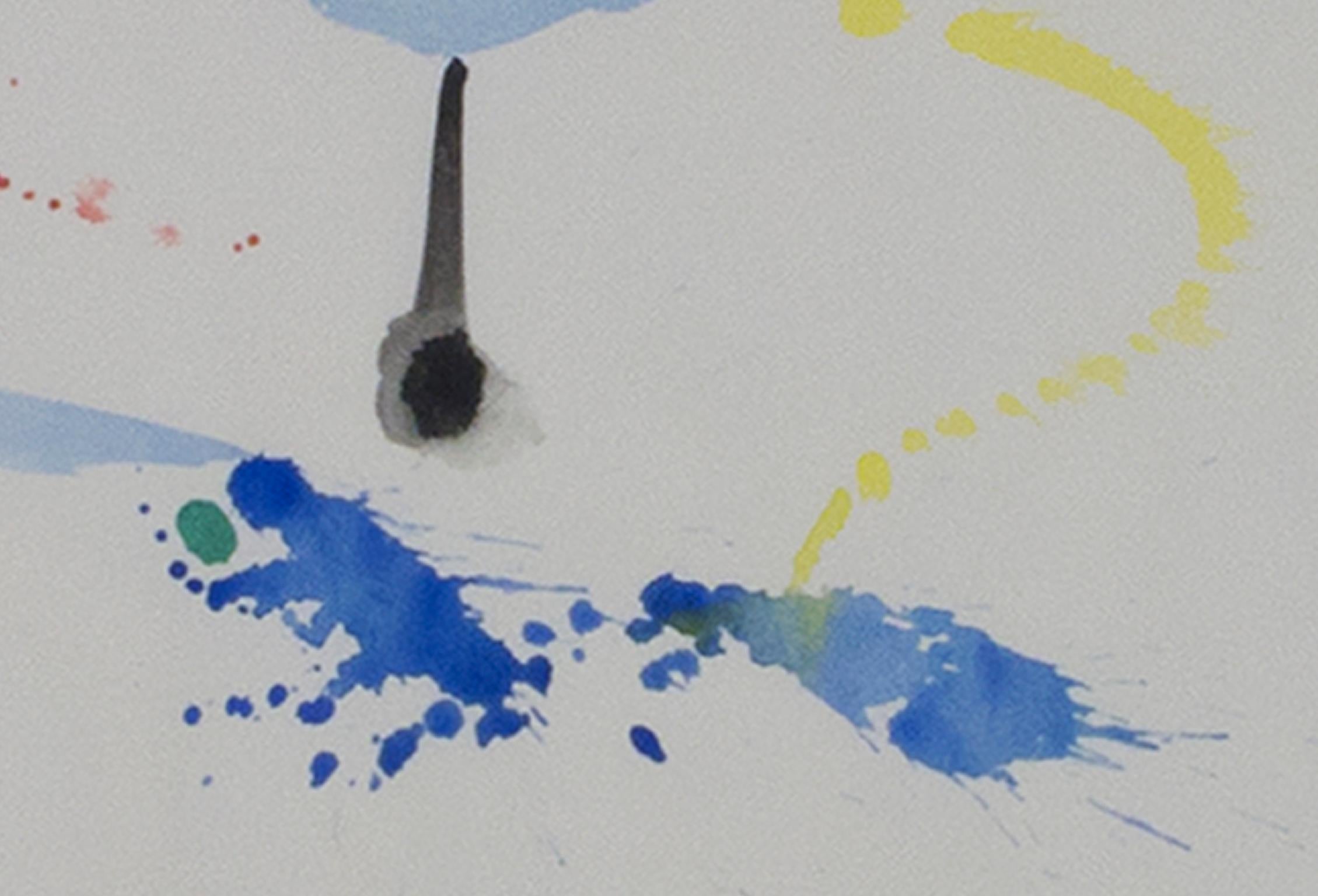 „Konstellation mit blauer Wolke“, Original-Aquarell, signiert von David Barnett im Angebot 2