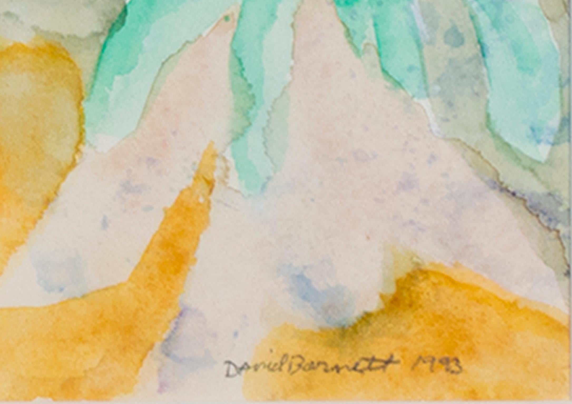 « Dancing Saguaro & Coyote », aquarelle florale originale signée par David Barnett en vente 1