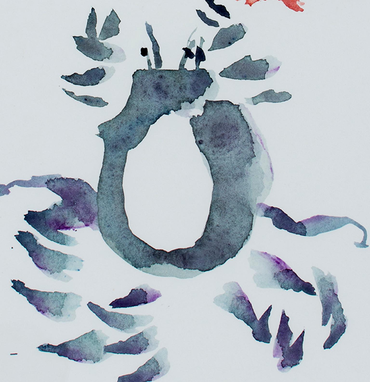 „Morph Dog Meets Sand Crab- Tete-a-Tete“, Original-Aquarell von David Barnett im Angebot 3