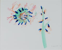 "Flowers and Branch," Original Abstract Watercolor signed by David Barnett