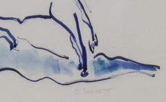 "Reindeer, " Original Abstract Surreal Watercolor signed by David Barnett