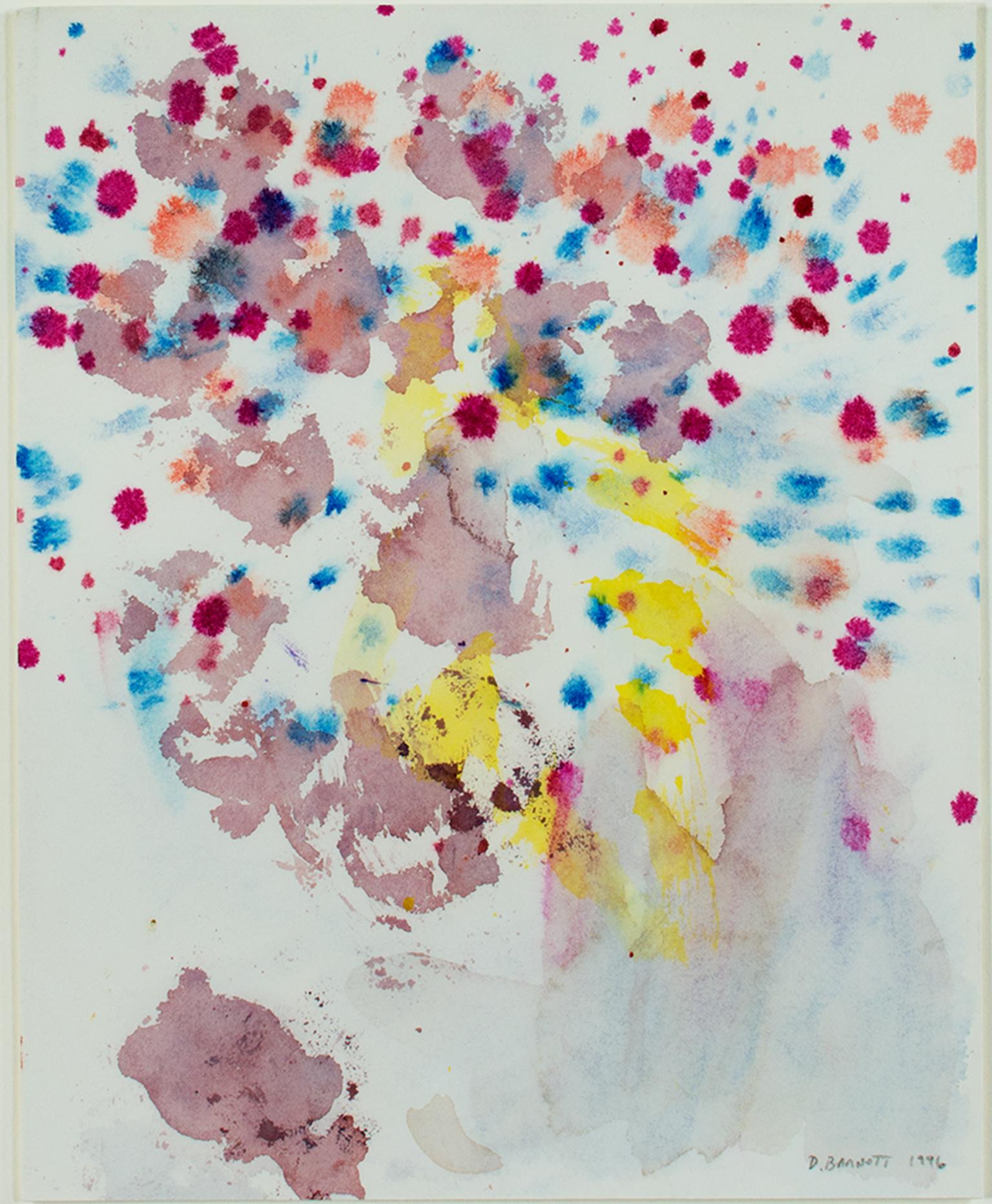 David Barnett Abstract Drawing - "Morph Dog Series: Wind Over Taos Mountains, " Watercolor signed