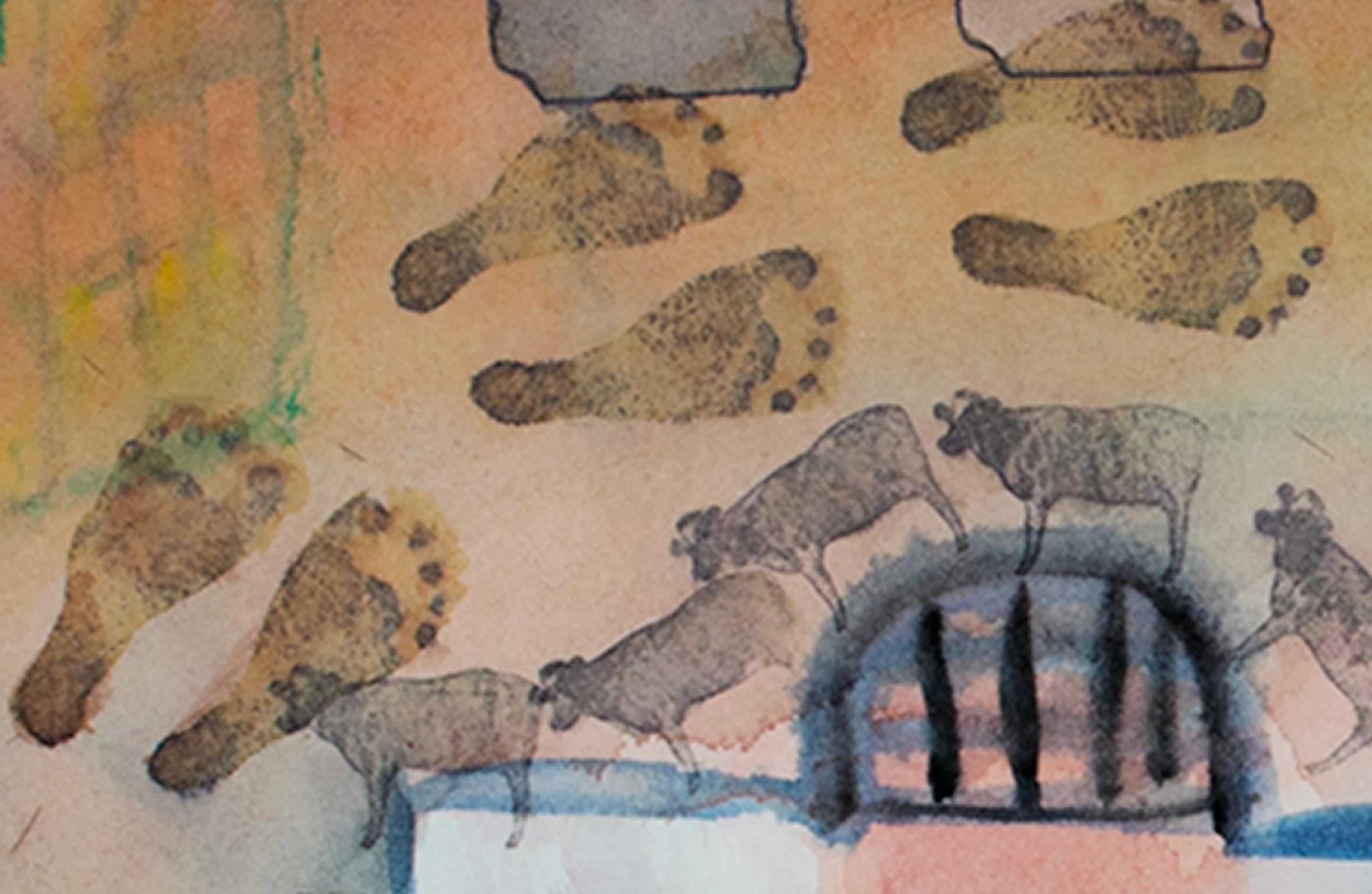 „Escape to Mexico City“, Aquarell und Tinte, signiert von David Barnett im Angebot 3