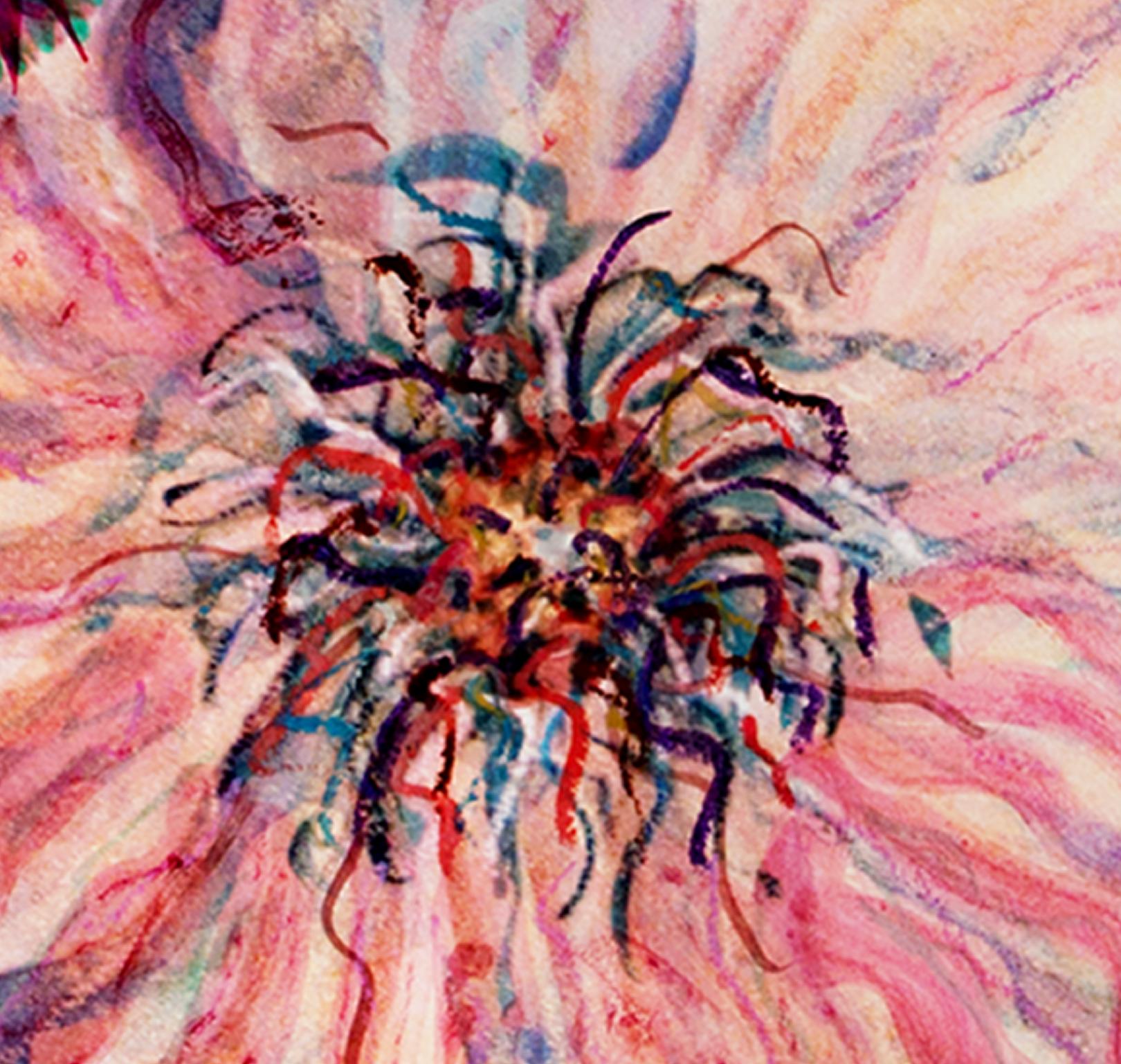 « Giant hybrid Hibiscus, », technique mixte, fleur abstraite signée par David Barnett en vente 2