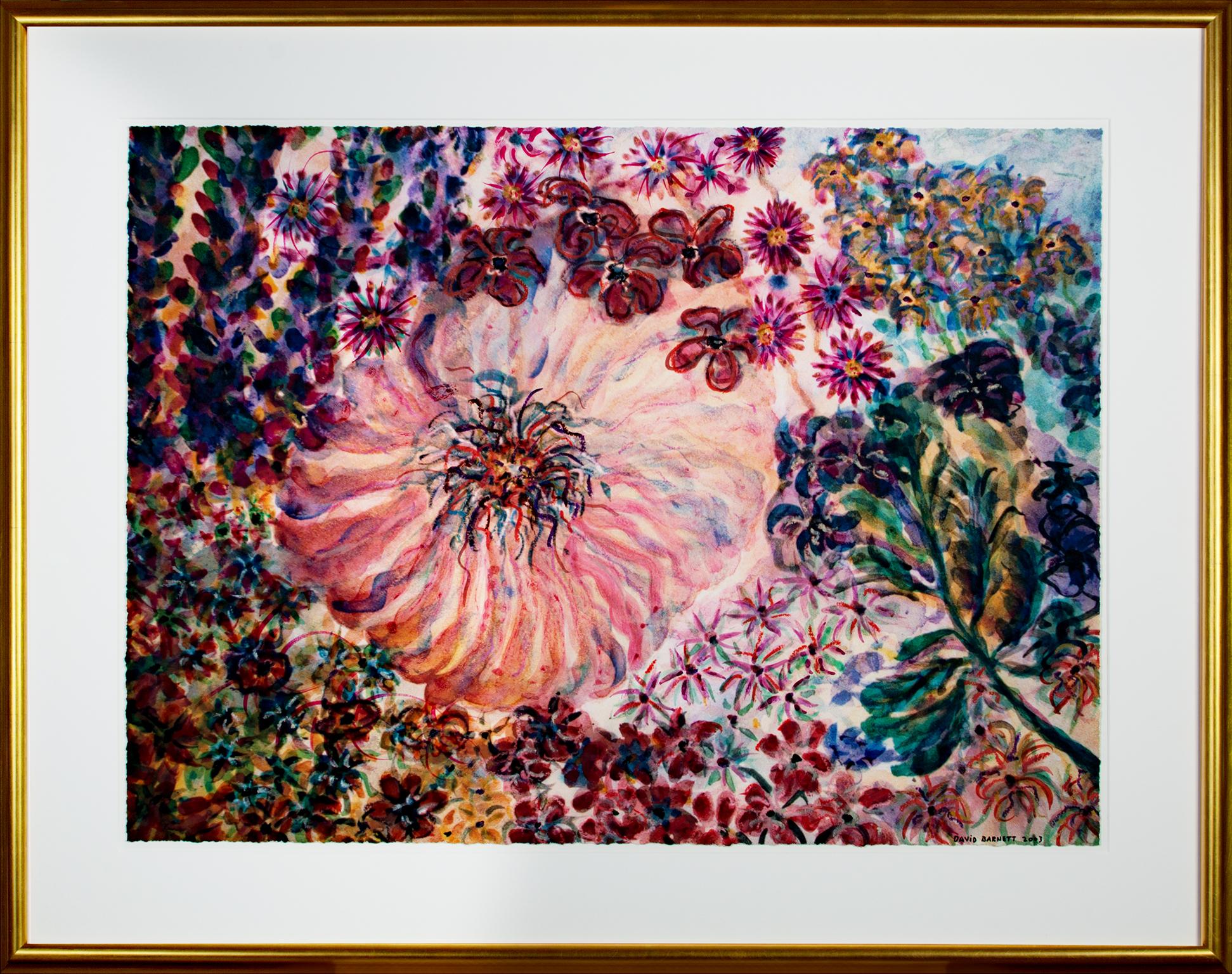 « Giant hybrid Hibiscus, », technique mixte, fleur abstraite signée par David Barnett en vente 5