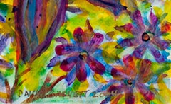 "Chinese Trumpet Lilies Close Up, " Mixed Media Floral signed by David Barnett