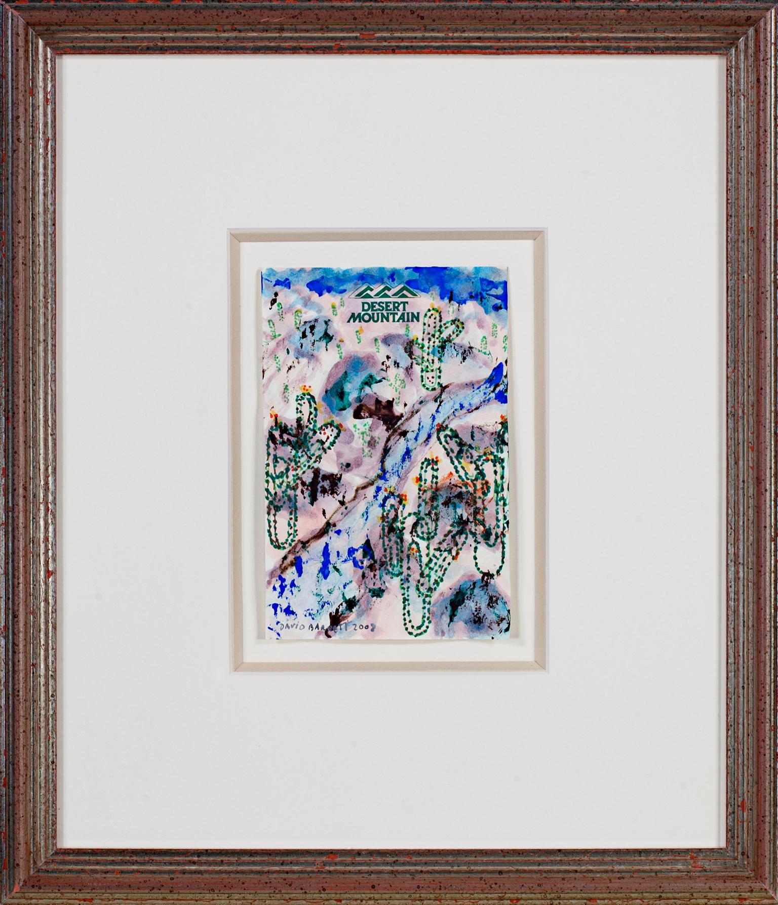 „Desert Mountain Souvenir Papier Clip Cactus, „Aquarell & Tinte von David Barnett im Angebot 3