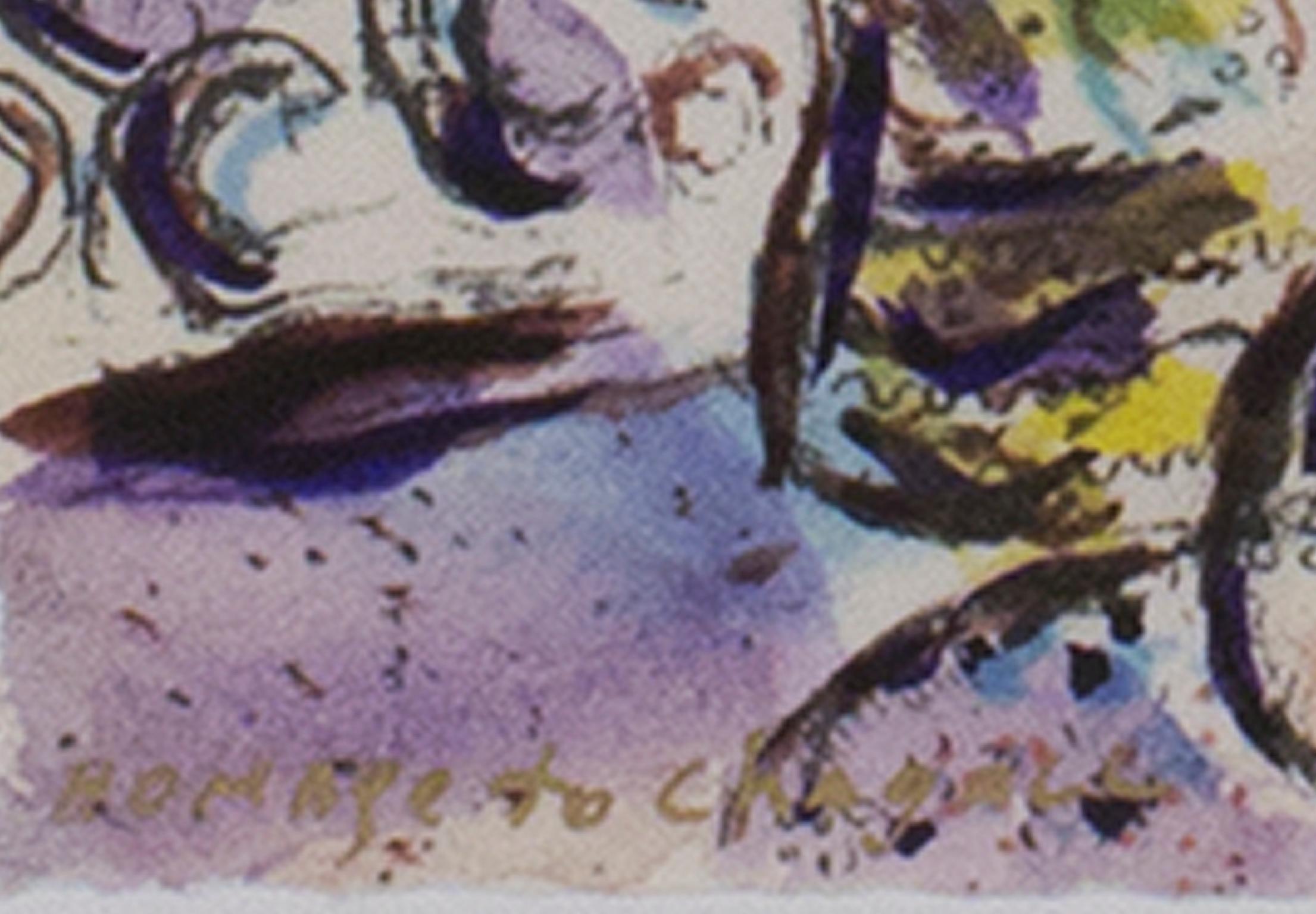 « Hommage à Marc Chagall : The Anemones M730, technique mixte signée par David Barnett en vente 2
