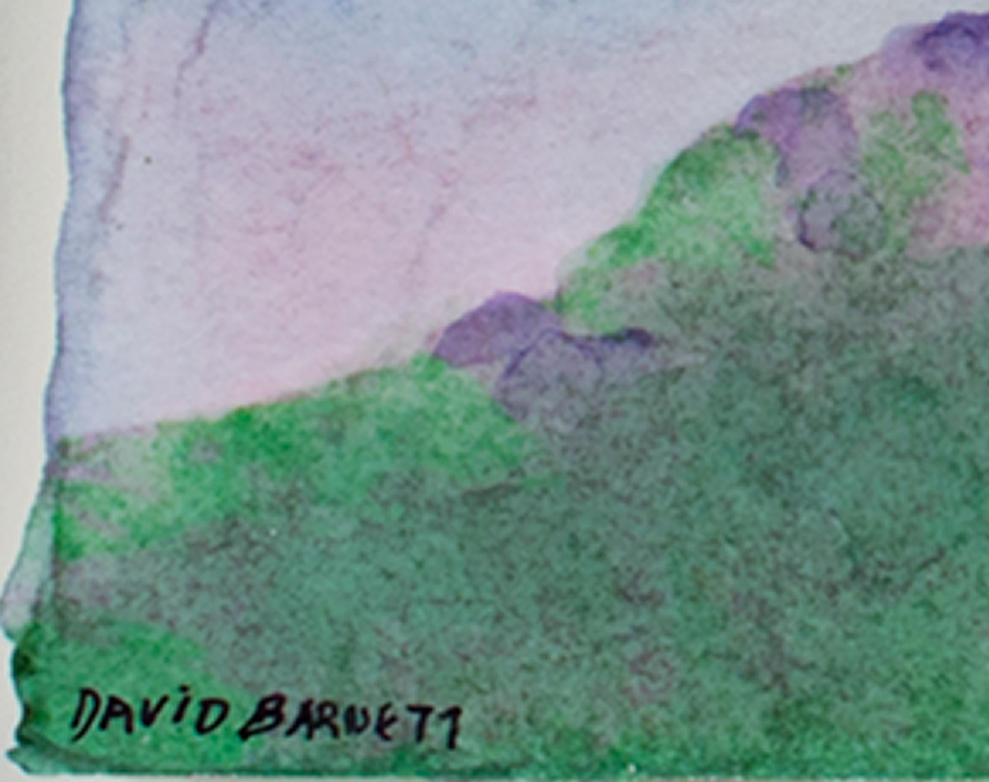 « Purple Mountain Majesty », aquarelle et technique mixte signée par David Barnett en vente 1