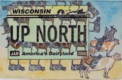 "Up North Wisconsin Series: Surround Cows, " Watercolor signed by David Barnett