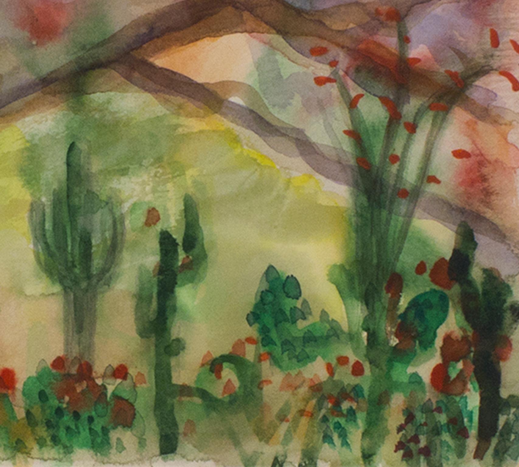 « Sunset over the Mountain, Scottsdale, AZ », aquarelle originale de David Barnett en vente 2