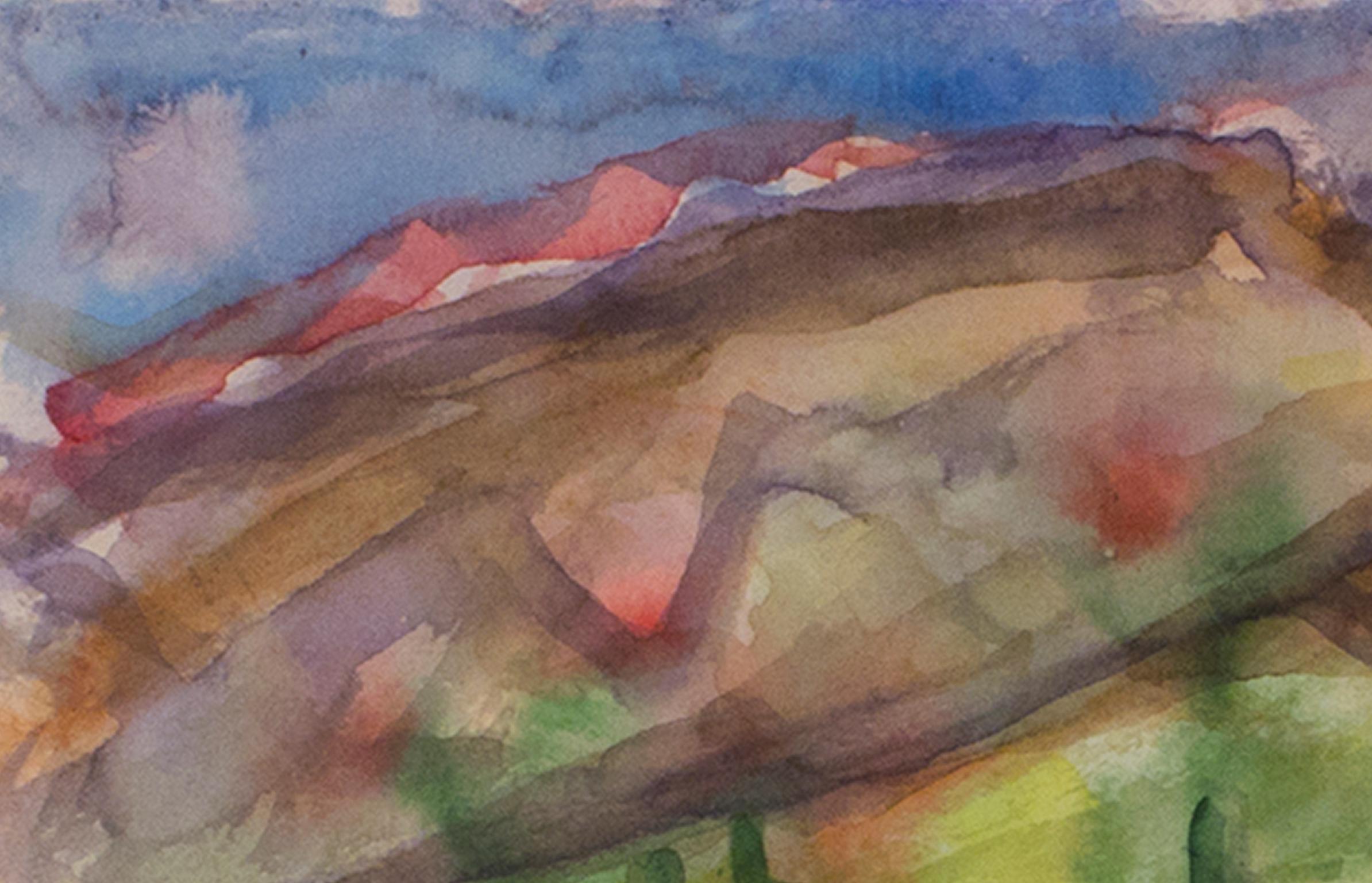 « Sunset over the Mountain, Scottsdale, AZ », aquarelle originale de David Barnett en vente 3