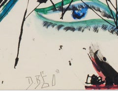 "Surrealist Texas Oil Rig, " Original Watercolor & Ink signed by David Barnett