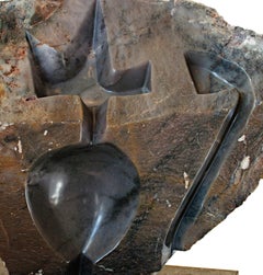 "Lovers, " Abstract Torso Sculpture in Zebra Jasper signed by Gerald Takawira
