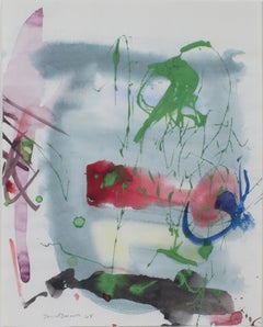 "Orbit," Abstract Watercolor & Tempera Painting signed by David Barnett