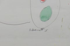 "Head of Woman with Stars, " Watercolor & Ink signed by David Barnett