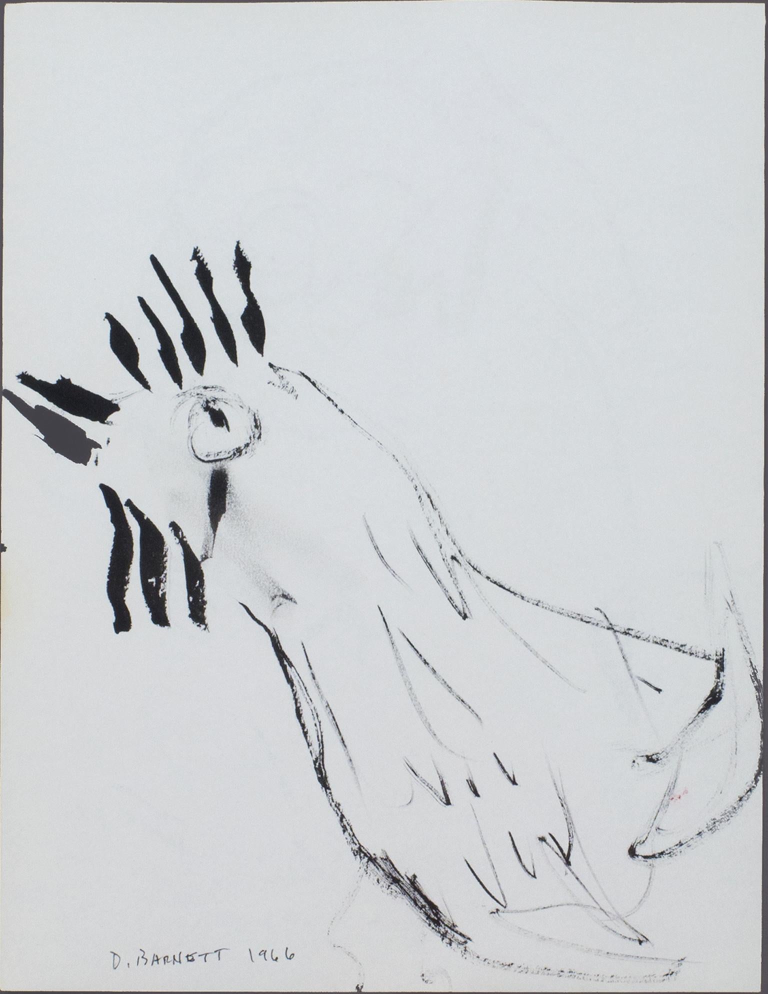 "Chicken II," Original Pen and Ink Drawing signed by David Barnett