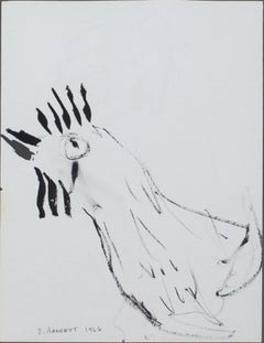 „Chicken II“, Original-Bleistift- und Tuschezeichnung, signiert von David Barnett