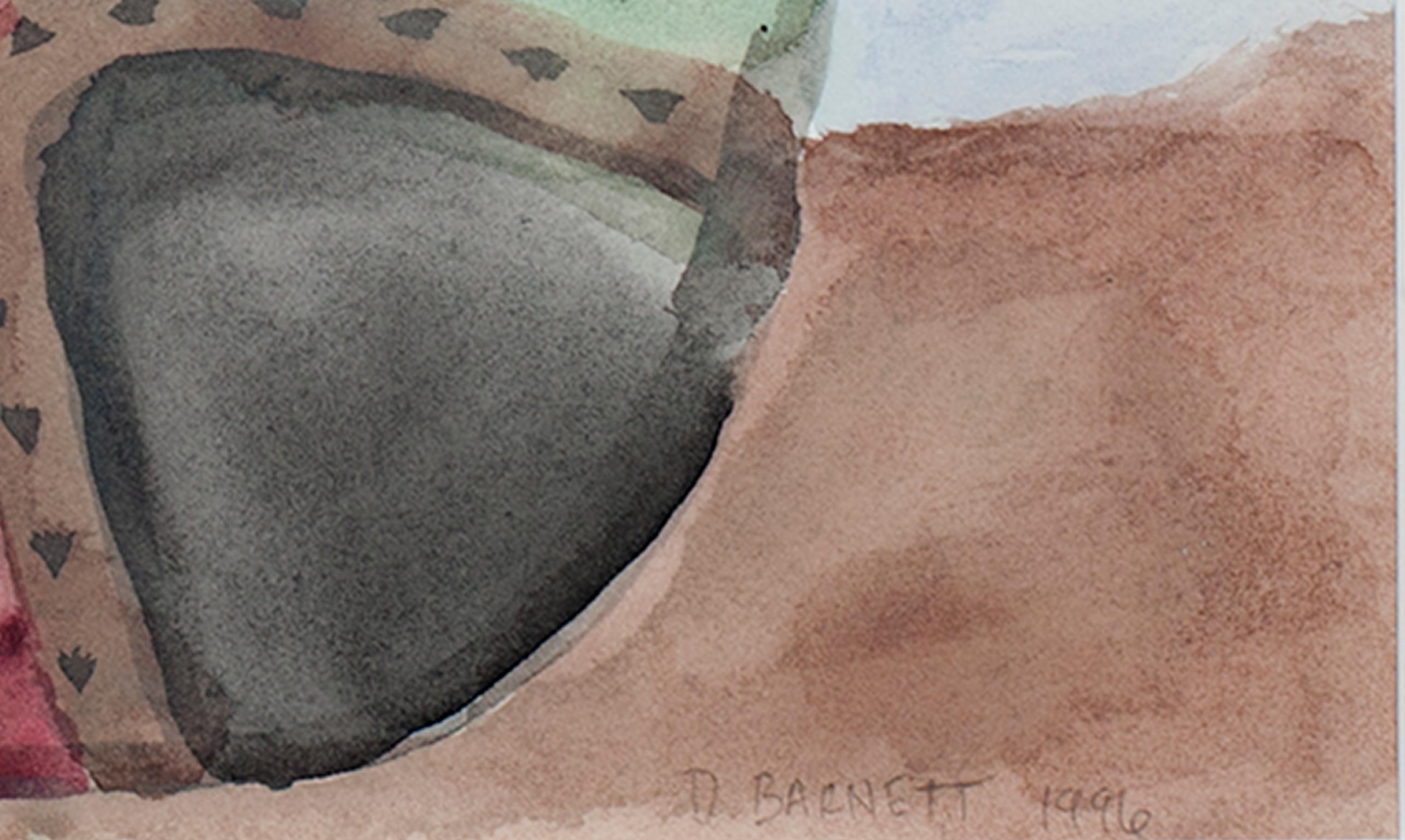 „Shield, Kiowa, Central Plains, ca. 1850,“ Original-Aquarell von David Barnett im Angebot 1