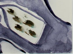 "Hot Irons & Chili Peppers" Acuarela abstracta original firmada por David Barnett