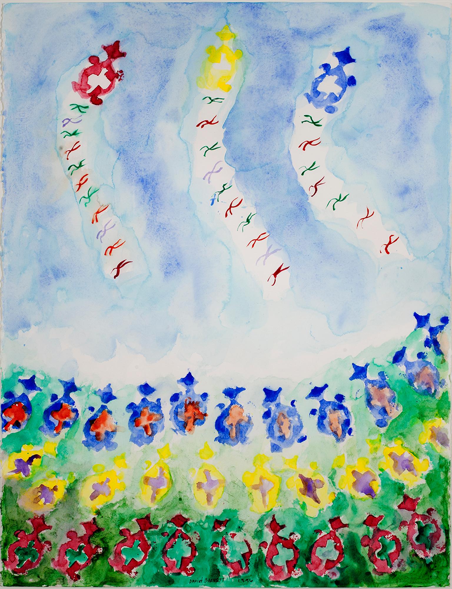 ""Morph Dog Series: Kite Fly-in III", Original-Aquarell, signiert von David Barnett