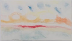 „Beaver Lake Sunrise II“, abstraktes Aquarell, signiert von David Barnett