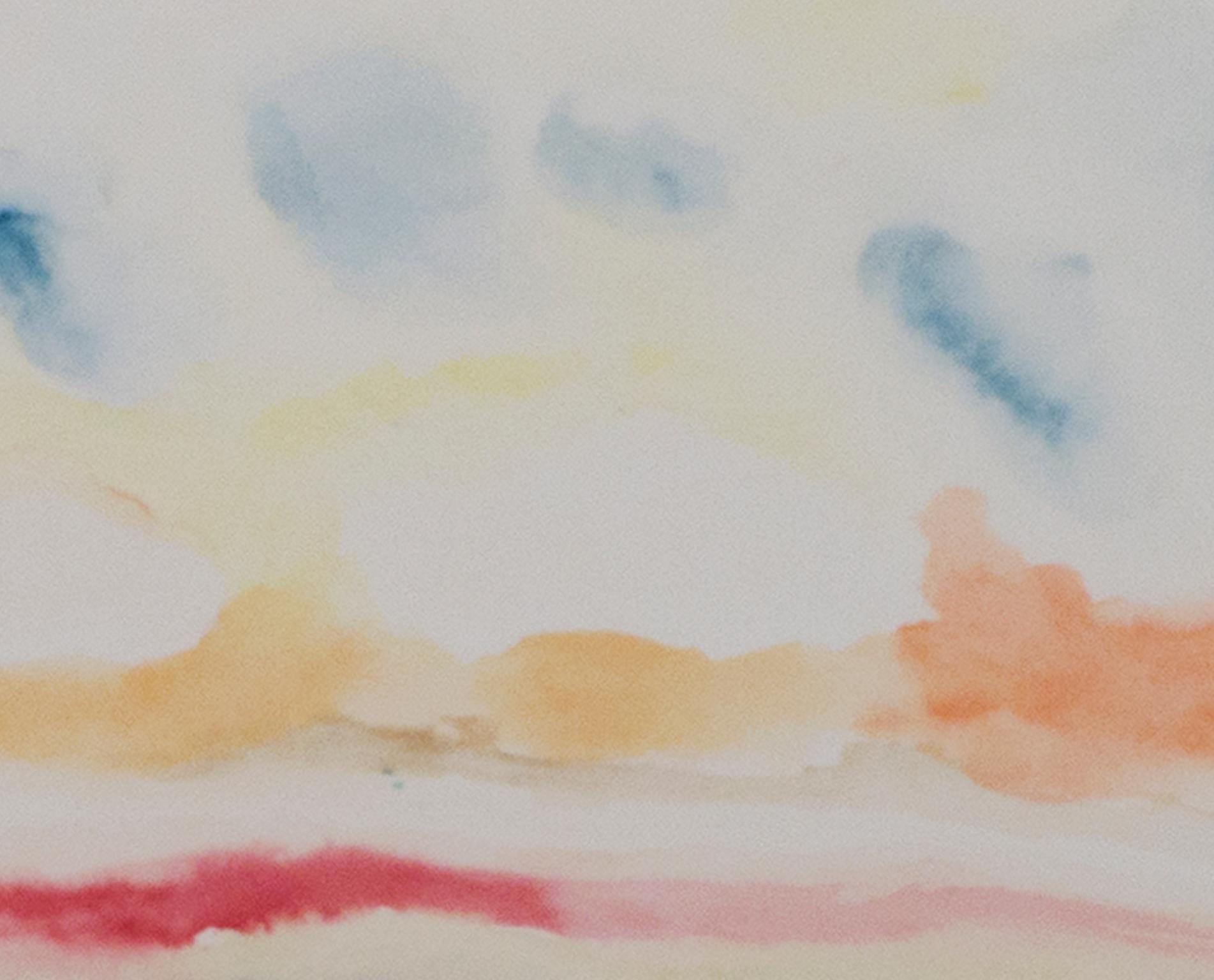 „Beaver Lake Sunrise II“, Original abstraktes Aquarell signiert von David Barnett im Angebot 2