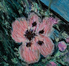 « Pink Poppy at the Front Door » (Pink Poppy at the Front Door), dessin original au pastel signé par David Barnett
