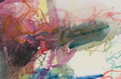 "Orbitando la Tierra", acuarela abstracta original firmada por David Barnett