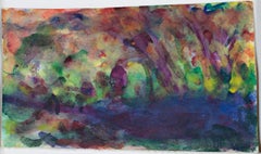 „Teich und Hölzer – Herbst“, Original-Aquarell von David Barnett in antikem Rahmen