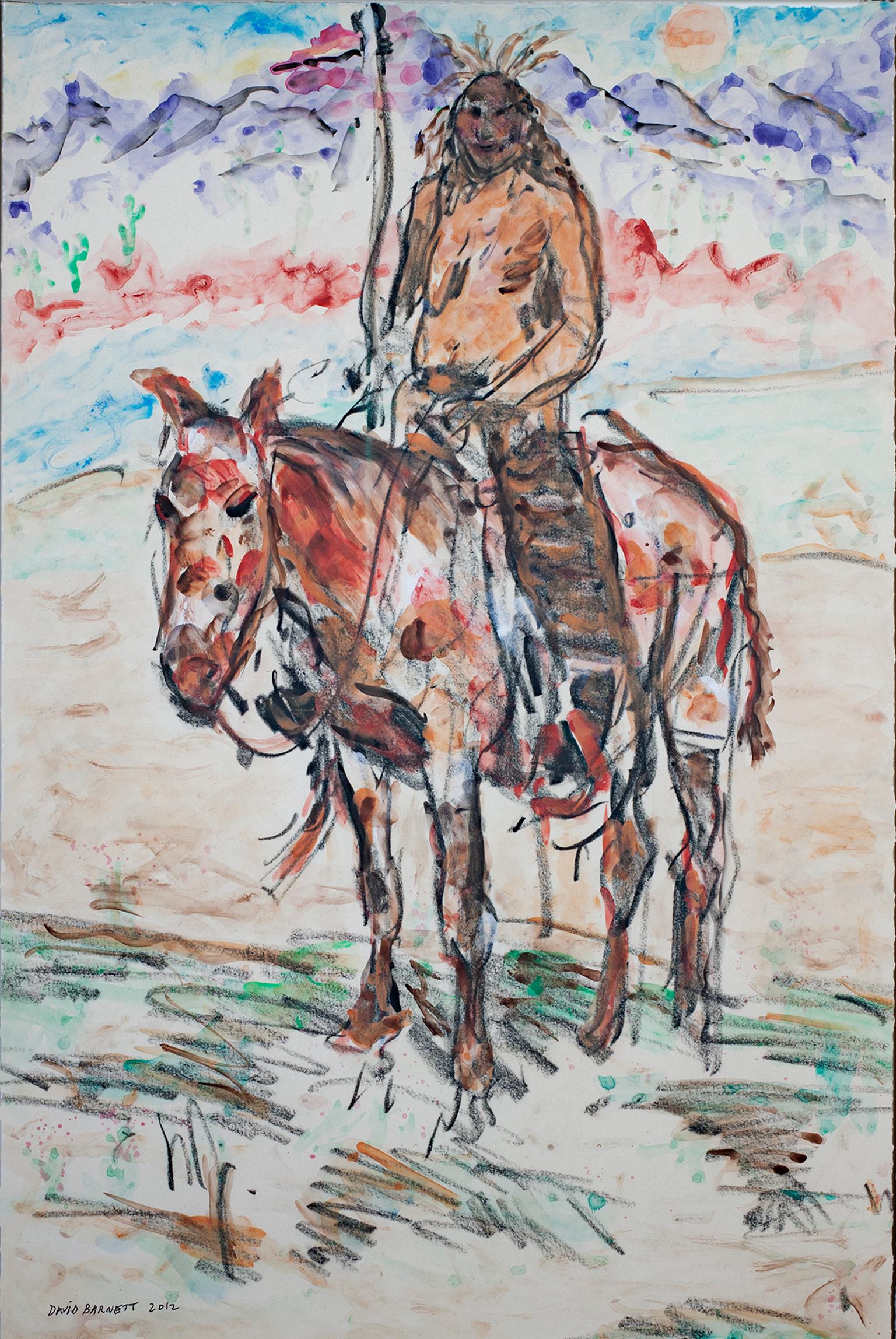 "Homage to Ned Jacob Blackfoot Indian on Painted Palomino, Montana," by Barnett