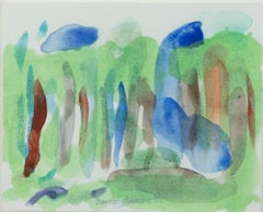 "Oasis in Iridescent Forest," Miniature Watercolor signed by David Barnett