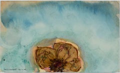 « Sky Flower », aquarelle d'origine et technique mixte de rose séchée de David Barnett