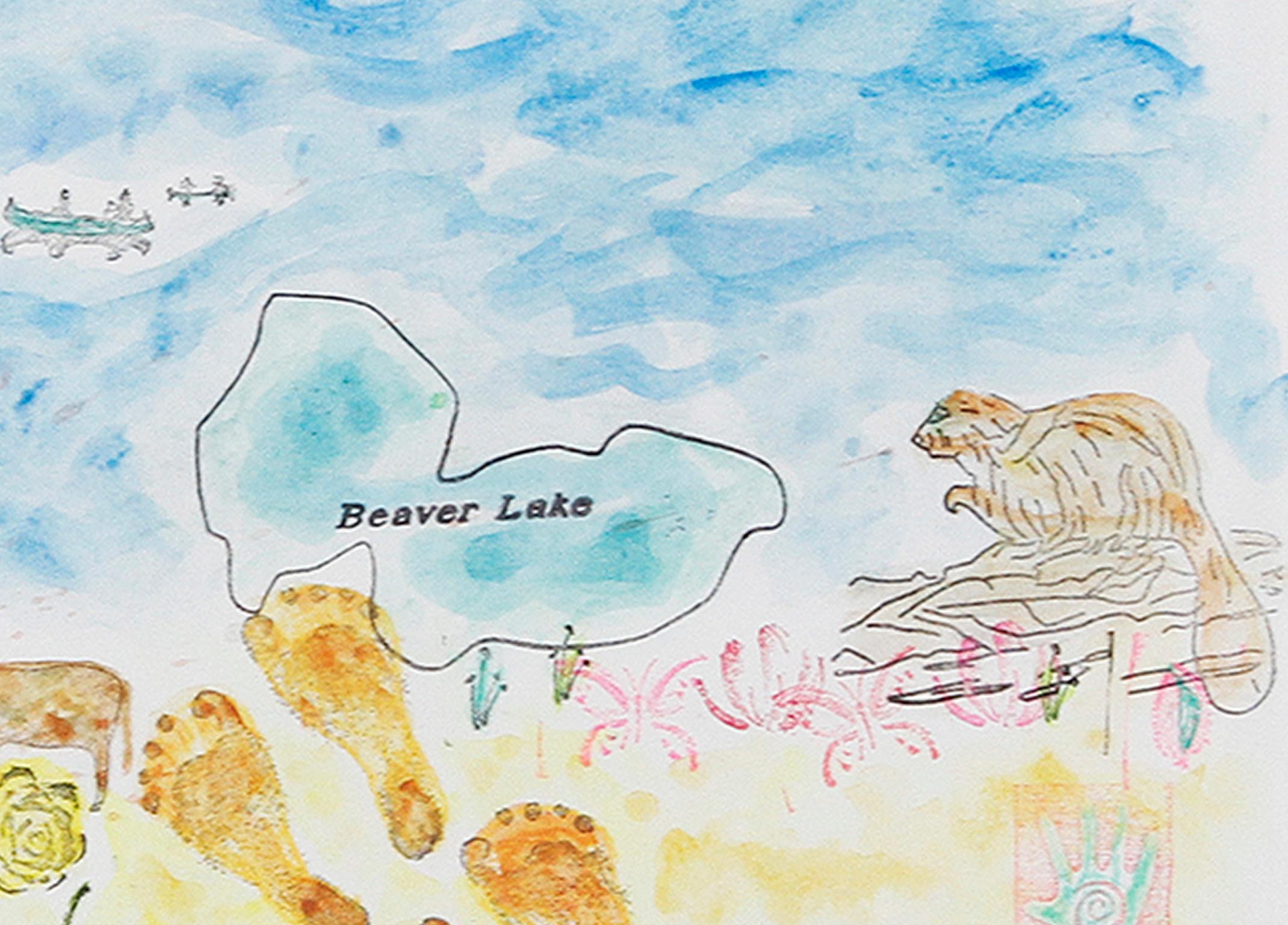 « Pour Beaver Lake Yacht Club Dinghy, », aquarelle originale - Abstrait Art par David Barnett