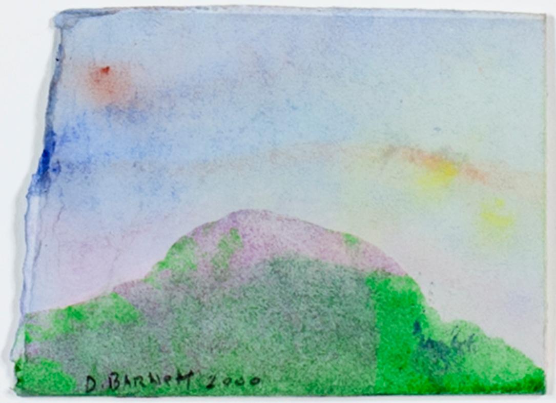 „Purple Mountain“, Original-Miniatur-Aquarell, signiert von David Barnett im Angebot 1