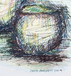 "Due vasi", disegno originale a matita a inchiostro e olio firmato da David Barnett