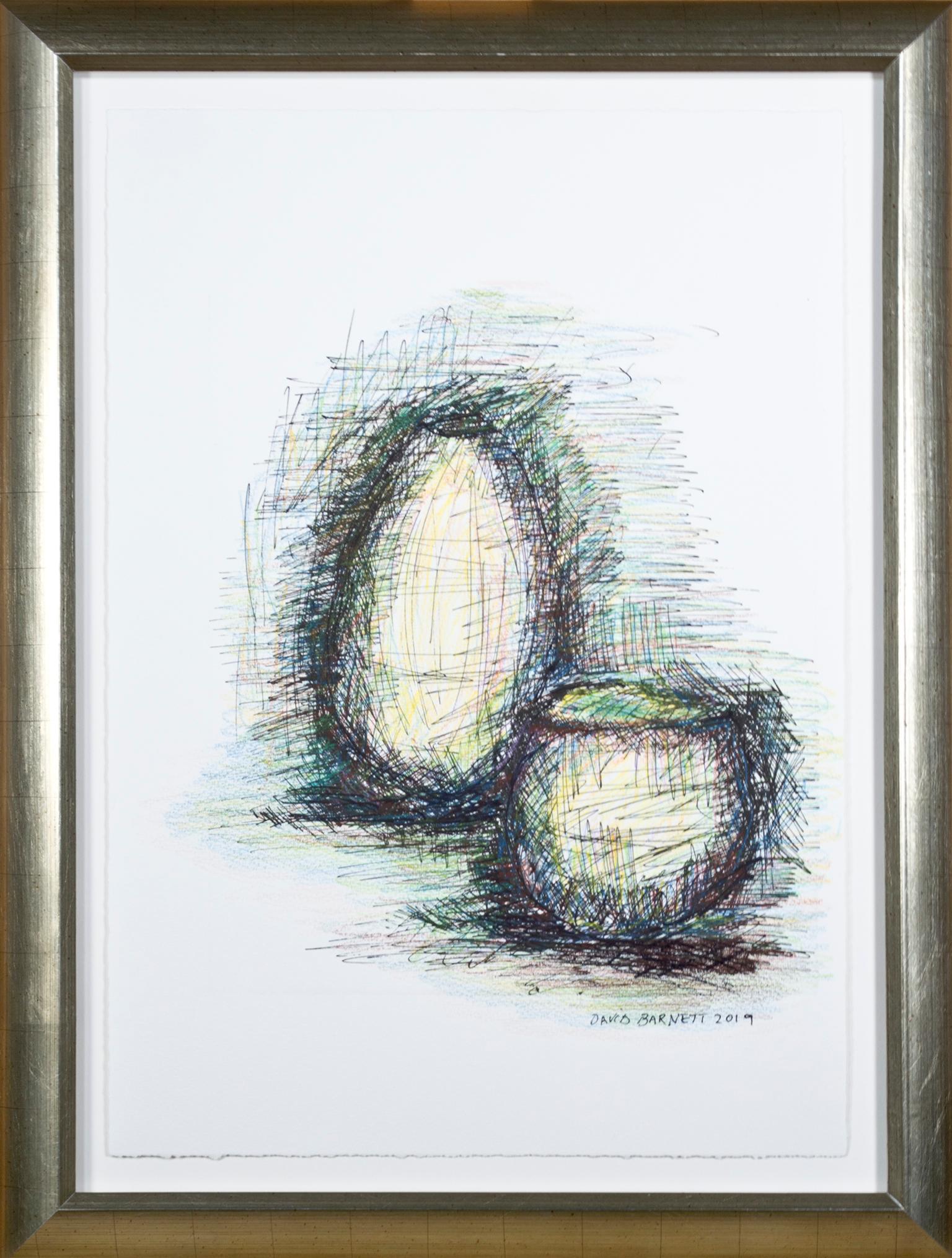 Deux vases, dessin original à l'encre et au crayon d'huile signé par David Barnett en vente 3