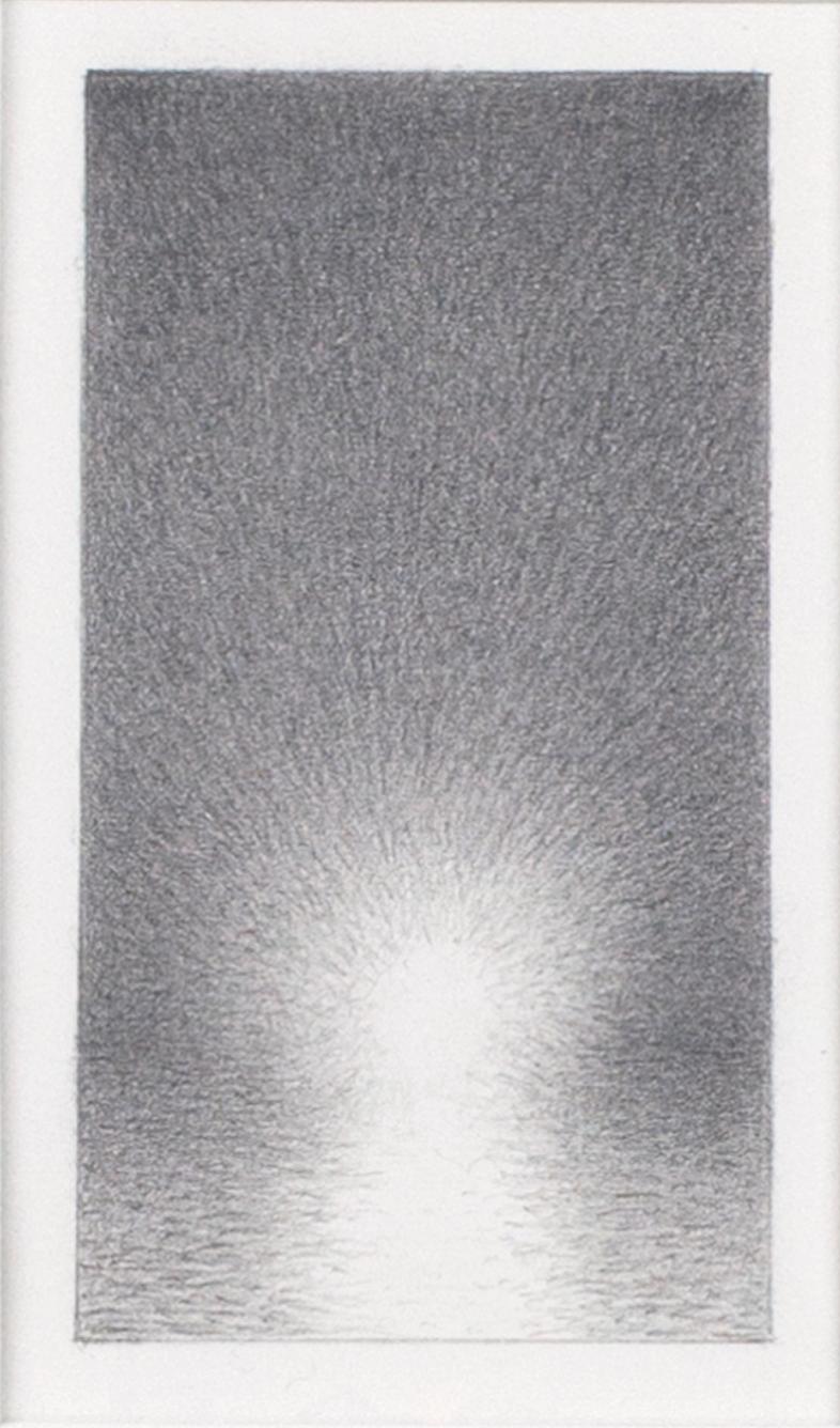 Dibujo miniatura contemporáneo a lápiz de grafito de un paisaje marino firmado en blanco y negro - Art Contemporáneo de Bill Teeple