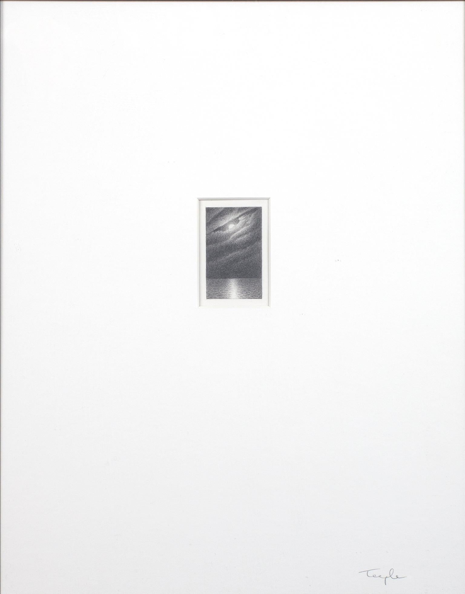 Contemporary Miniature Graphitstift Seelandschaft Zeichnung schwarz und weiß signiert (Zeitgenössisch), Art, von Bill Teeple